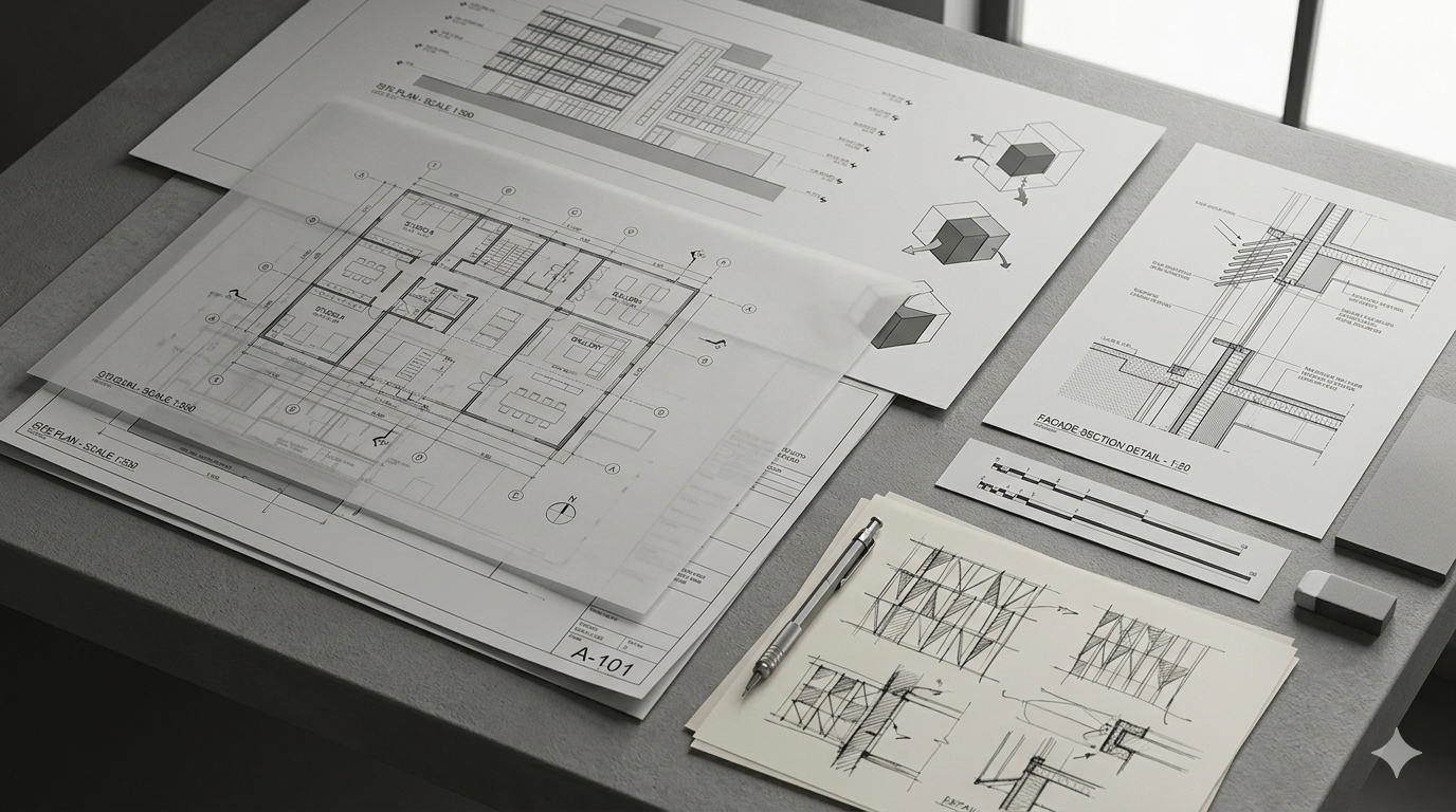 Architectural plans and structural linework